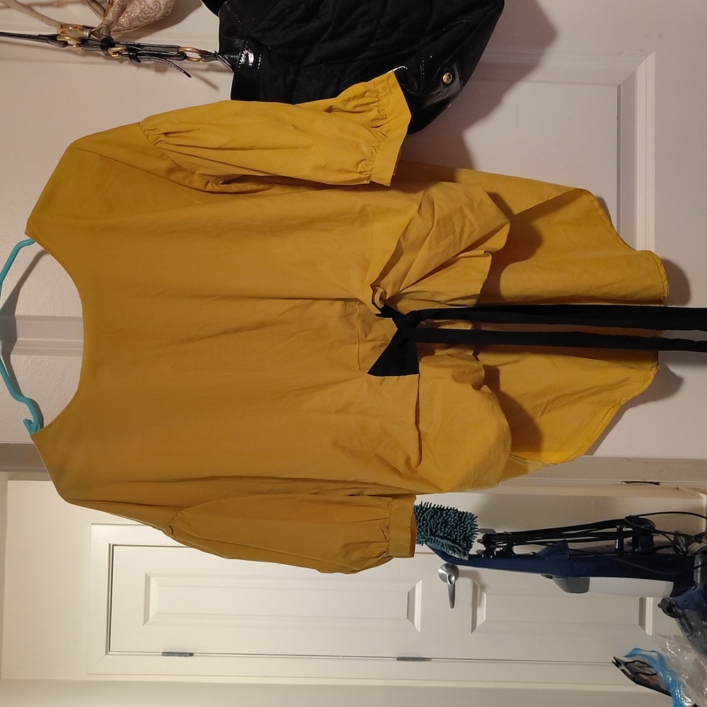 Yellow bow tie blouse